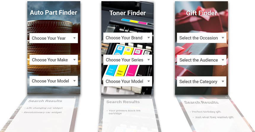 Part Finder widgets with results